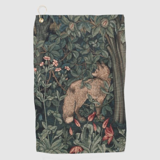William Morris Greenery Fox Wildlife Golfhanddoek (Voorkant)