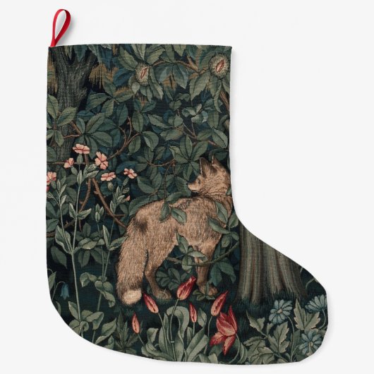 William Morris Greenery Fox Wildlife Grote Kerstsok (Voorkant)