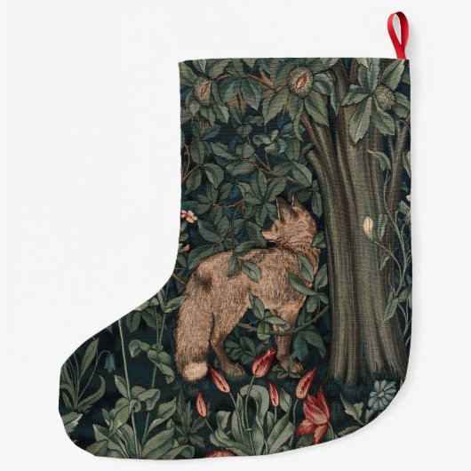 William Morris Greenery Fox Wildlife Grote Kerstsok (Achterkant)