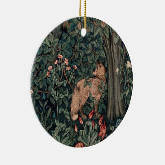 William Morris Greenery Fox Wildlife Keramisch Ornament (Rechts)