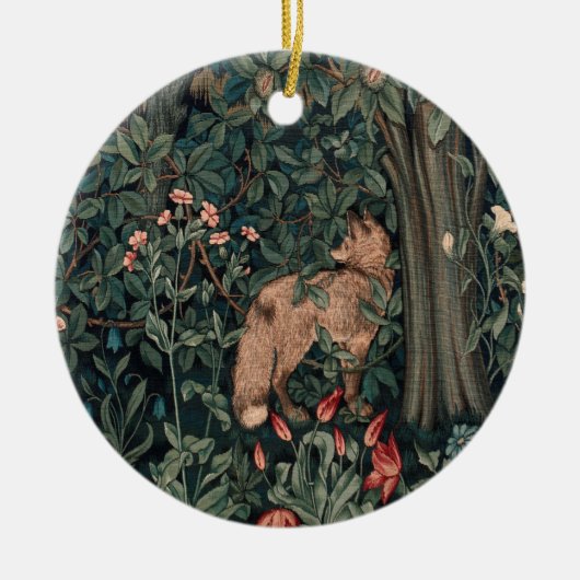 William Morris Greenery Fox Wildlife Keramisch Ornament (Voorkant)
