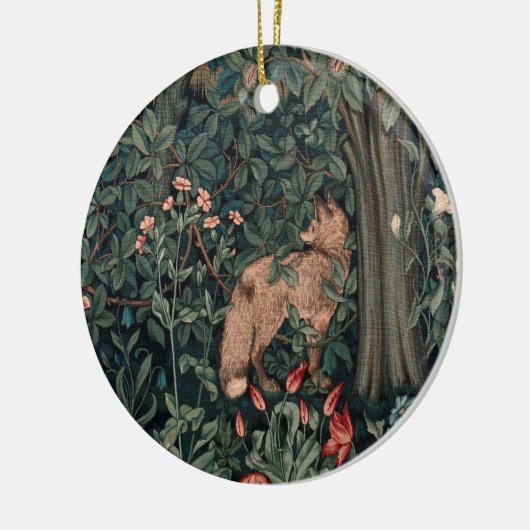 William Morris Greenery Fox Wildlife Keramisch Ornament (Links)