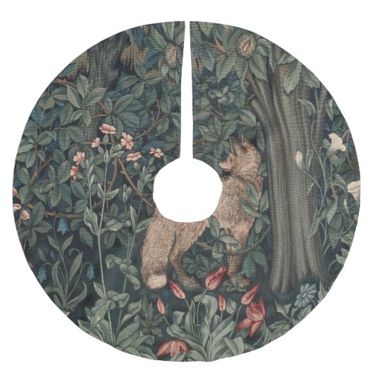 William Morris Greenery Fox Wildlife Kerstboom Rok (Voorkant)