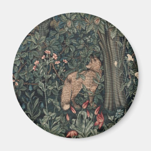 William Morris Greenery Fox Wildlife Magneet (Voorkant)