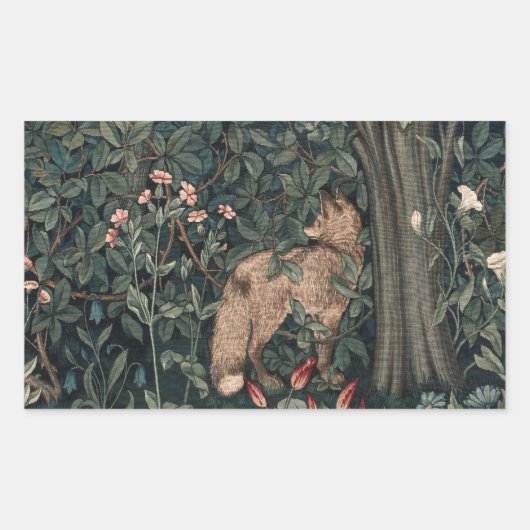 William Morris Greenery Fox Wildlife Rechthoekige Sticker (Voorkant)