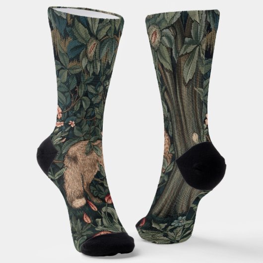William Morris Greenery Fox Wildlife Sokken (Gebogen)