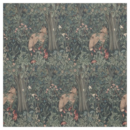 William Morris Greenery Fox Wildlife Stof (Swatch)