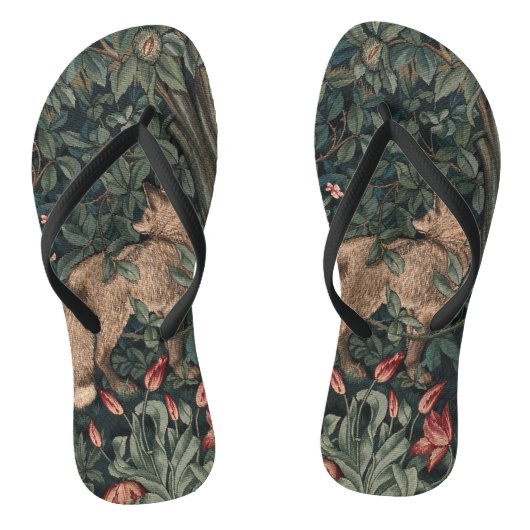William Morris Greenery Fox Wildlife Teenslippers (Voetbed)