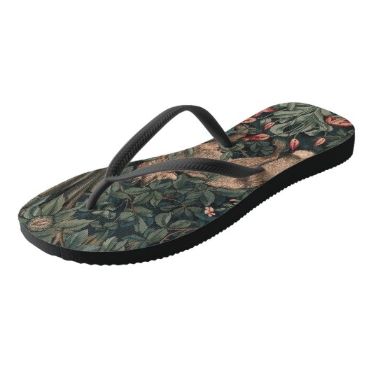 William Morris Greenery Fox Wildlife Teenslippers (Schuin)