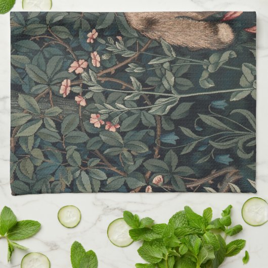 William Morris Greenery Fox Wildlife Theedoek (Gevouwen)