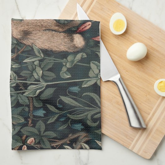 William Morris Greenery Fox Wildlife Theedoek (Quarter Fold)