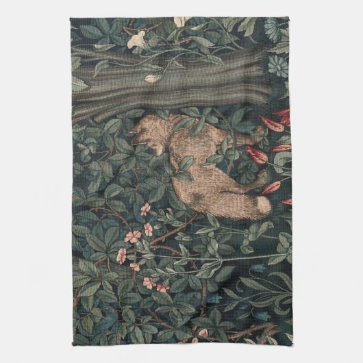 William Morris Greenery Fox Wildlife Theedoek (Verticaal)