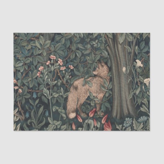 William Morris Greenery Fox Wildlife Tissuepapier (Voorkant)