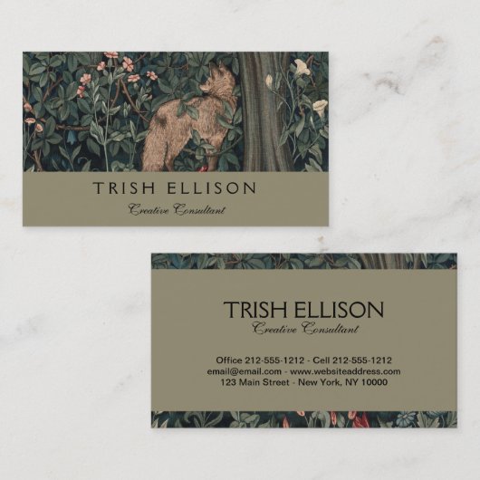 William Morris Greenery Fox Wildlife Visitekaartje (Voorkant / Achterkant)