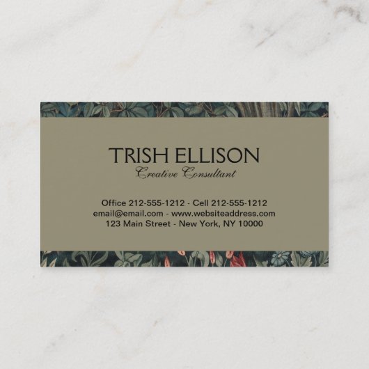 William Morris Greenery Fox Wildlife Visitekaartje (Achterkant)