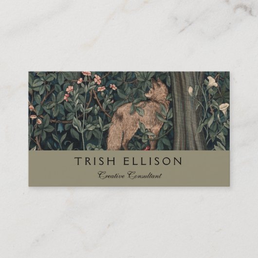 William Morris Greenery Fox Wildlife Visitekaartje (Voorkant)