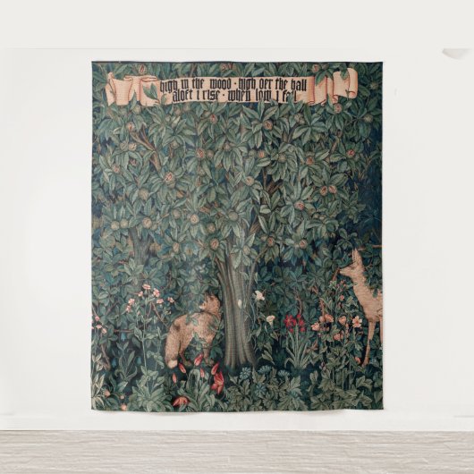 William Morris Greenery Fox Wildlife Wandkleed (Voorkant)