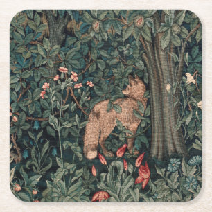 William Morris Greenery Vos Wildlife Kunst Kartonnen Onderzetters