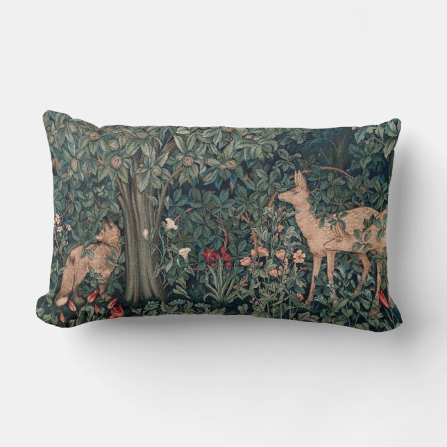 William Morris Greenery Vos Wildlife Kunst Kussen (Voorkant)