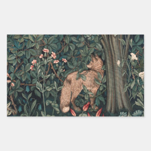 William Morris Greenery Vos Wildlife Kunst Rechthoekige Sticker