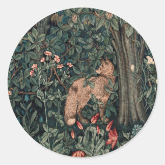 William Morris Greenery Vos Wildlife Kunst Ronde Sticker