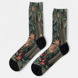 William Morris Greenery Vos Wildlife Kunst Sokken