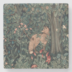 William Morris Greenery Vos Wildlife Kunst Stenen Onderzetter