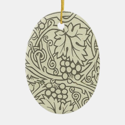 William Morris grijs groene druivenrank patroon Keramisch Ornament (Voorkant)