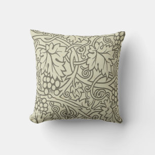William Morris grijs groene druivenrank patroon Kussen