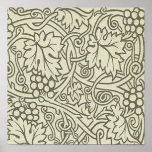 William Morris grijs groene druivenrank patroon Poster