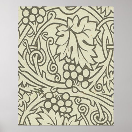 William Morris grijs groene druivenrank patroon Poster (Voorkant)