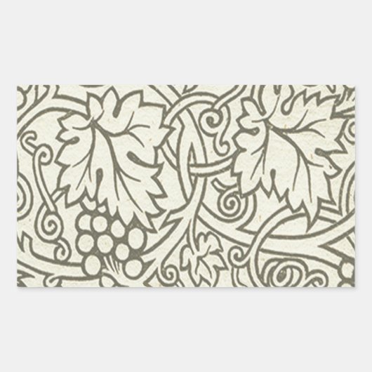 William Morris grijs groene druivenrank patroon Rechthoekige Sticker (Voorkant)