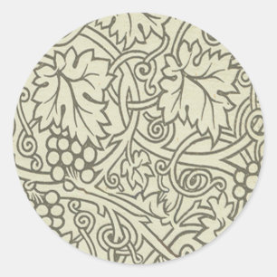 William Morris grijs groene druivenrank patroon Ronde Sticker