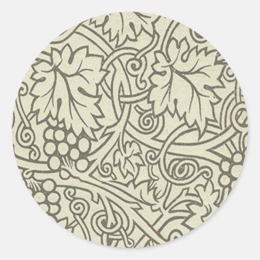 William Morris grijs groene druivenrank patroon Ronde Sticker (Voorkant)