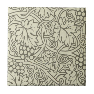 William Morris grijs groene druivenrank patroon Tegeltje