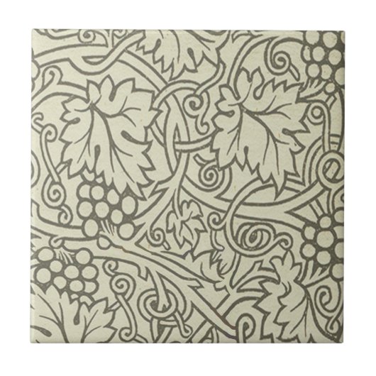 William Morris grijs groene druivenrank patroon Tegeltje (Voorkant)