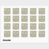 William Morris grijs groene druivenrank patroon Vierkante Sticker (Vel)