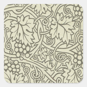 William Morris grijs groene druivenrank patroon Vierkante Sticker