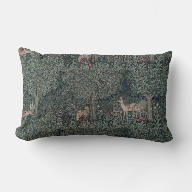 William Morris  groen bosdieren Kussen (Voorkant)