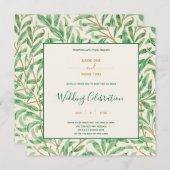 William Morris groene bladpatroon bruiloft Kaart (Voorkant / Achterkant)
