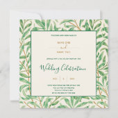 William Morris groene bladpatroon bruiloft Kaart (Voorkant)