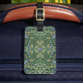 William Morris Groene Bloemige Vintage Madeliefjes Bagagelabel