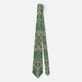 William Morris groene bloemrijke vintage witte mad Stropdas