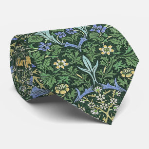 William Morris groene bloemrijke vintage witte mad Stropdas