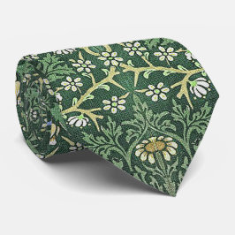 William Morris groene bloemrijke vintage witte mad Stropdas