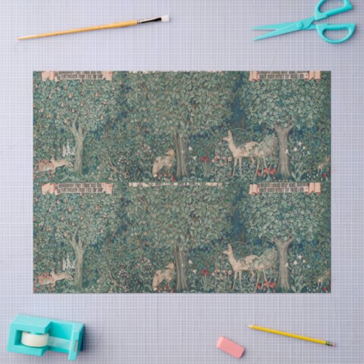William Morris Groene Bos Dier Botanisch Tissuepapier (Craft)
