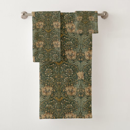 William Morris: Groene kamperfoelie Bad Handdoek (Insitu)