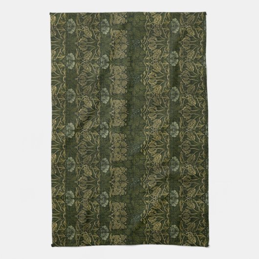 William Morris: Groene Tulp en Roos keukenhanddoek (Verticaal)