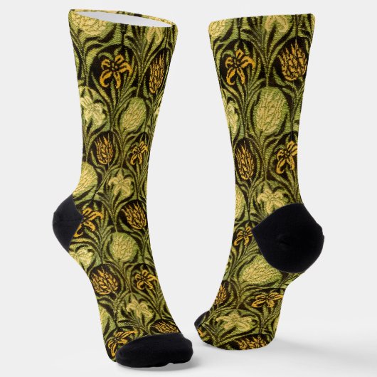 William Morris Groene Tulp Lelie Behang Sokken (Gebogen)