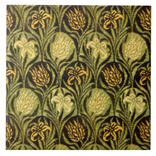 William Morris Groene Tulp Lelie Behang Tegeltje (Voorkant)